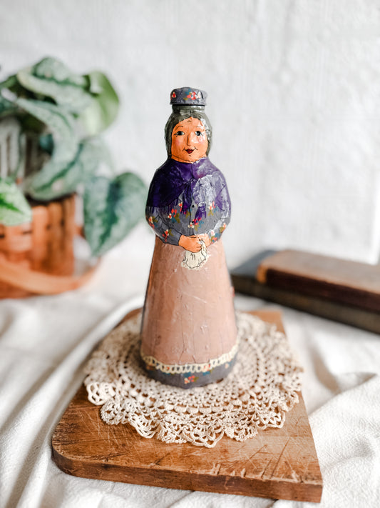 Hand Painted Folk Art Lady Bottle