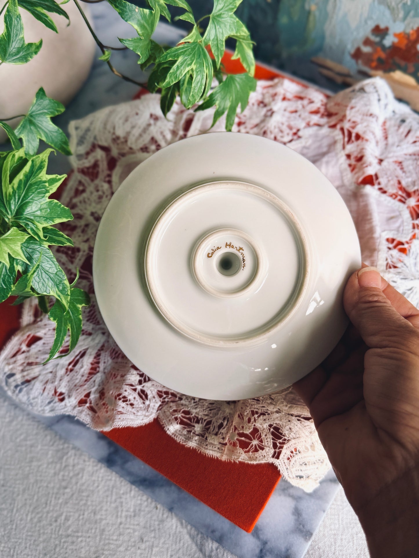 Hand painted lemon trinket or candy dish