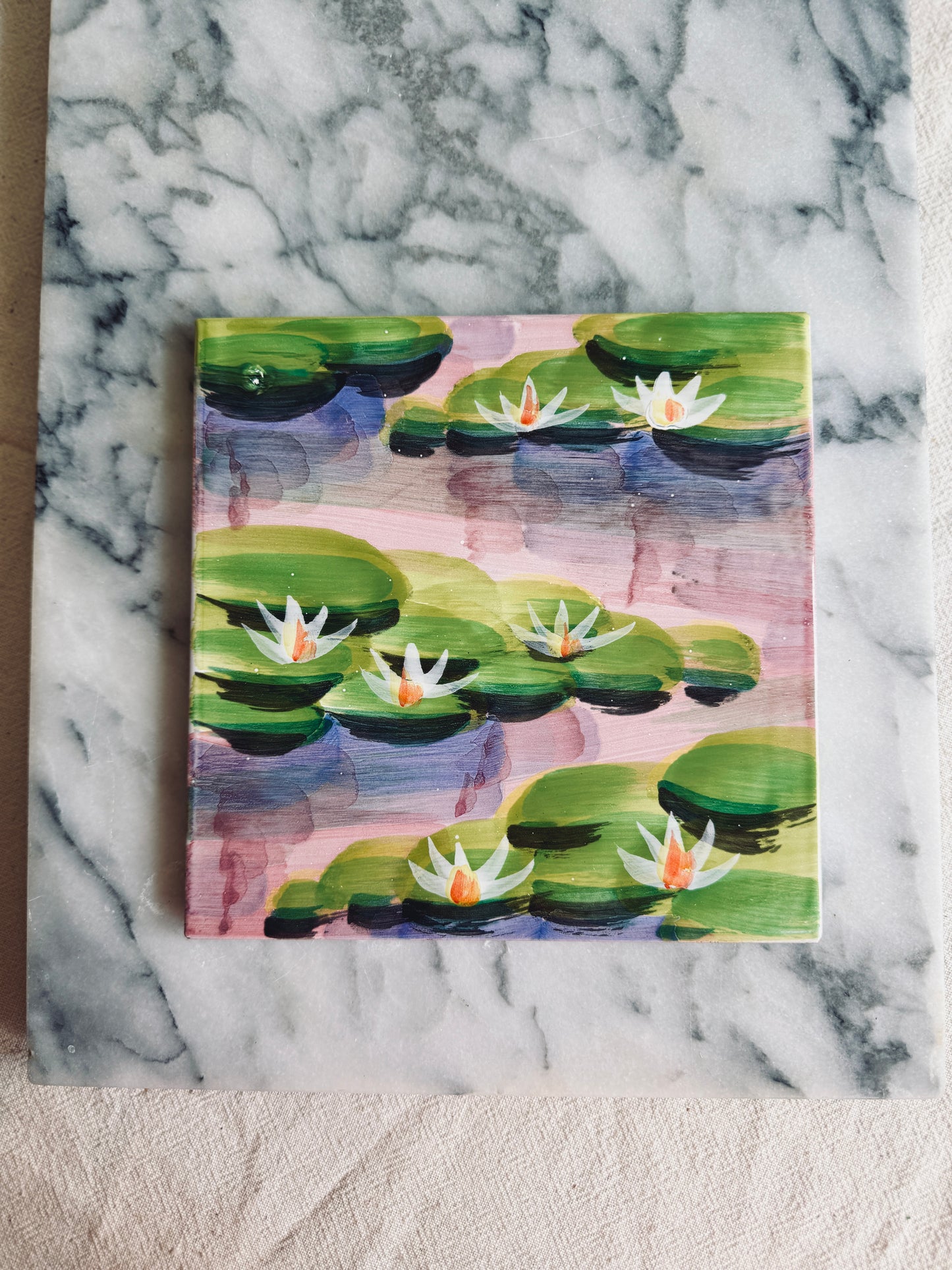 Italian hand painted art tile