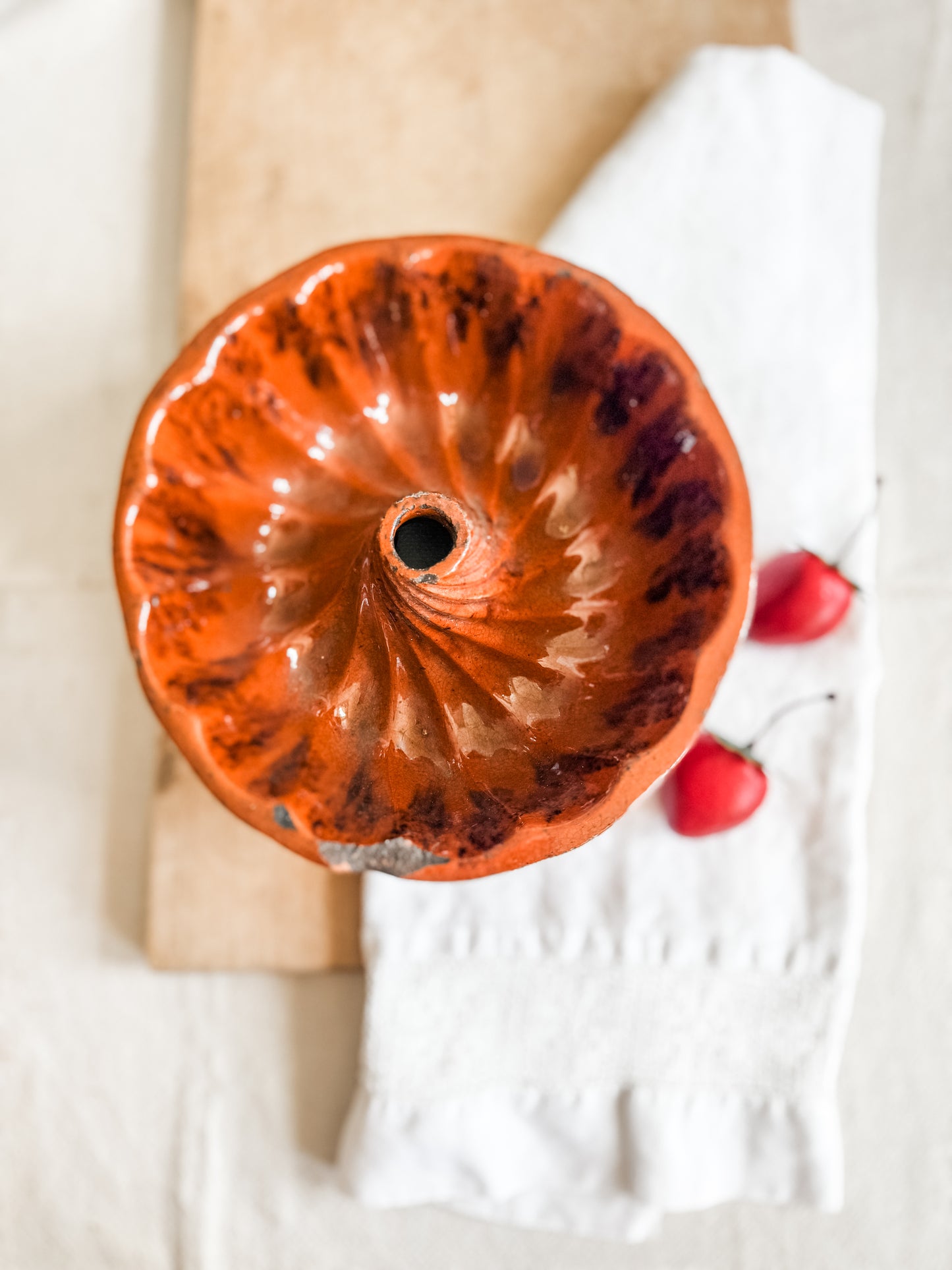 Antique Redware Bundt Pan