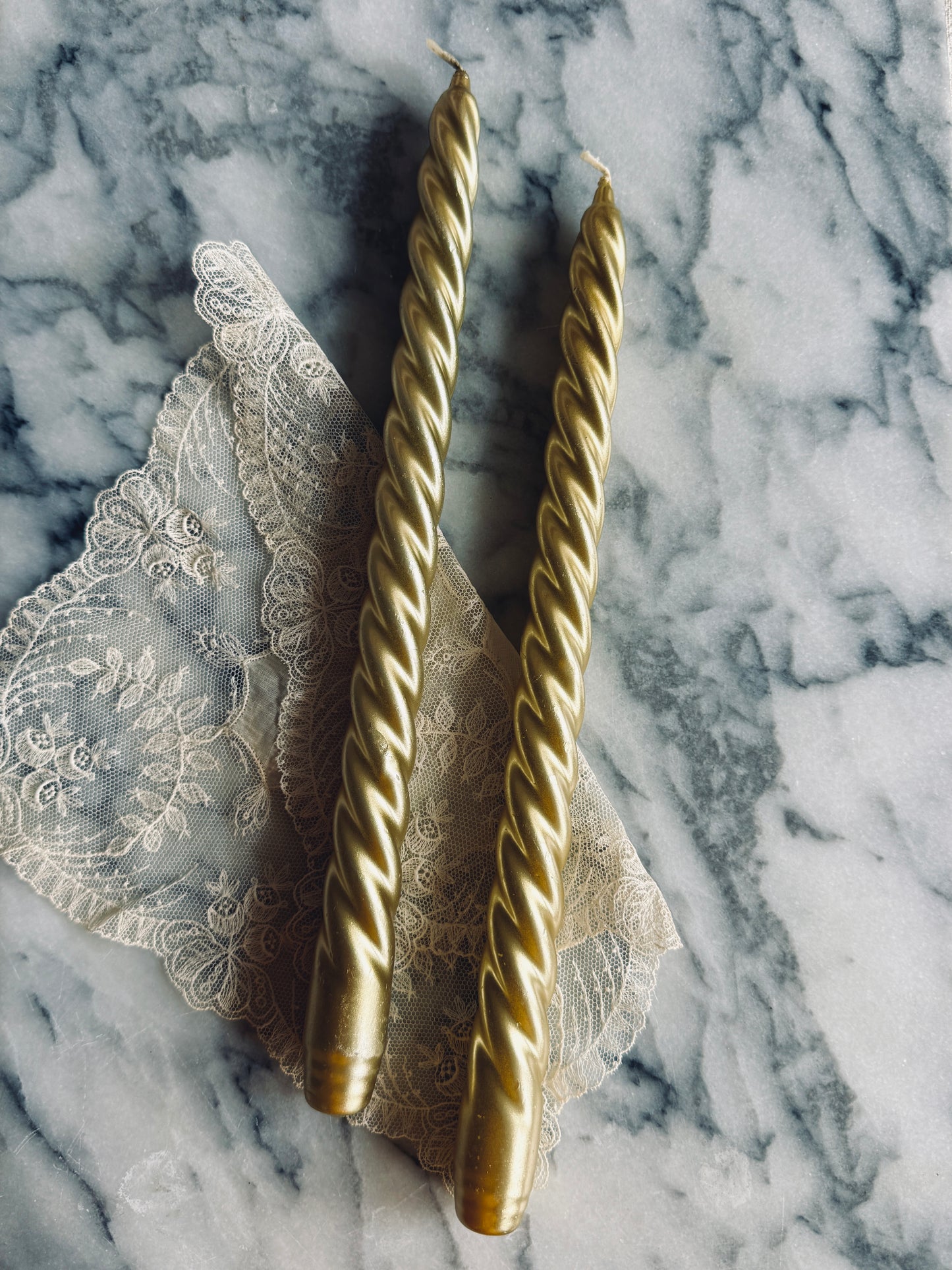 Pair of vintage Gold twist candles
