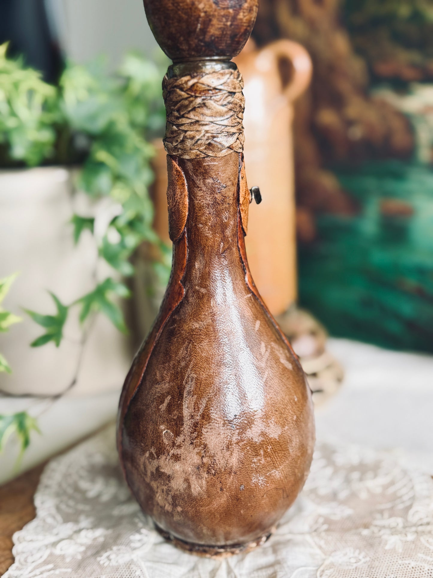 Italian leather wrapped decanter