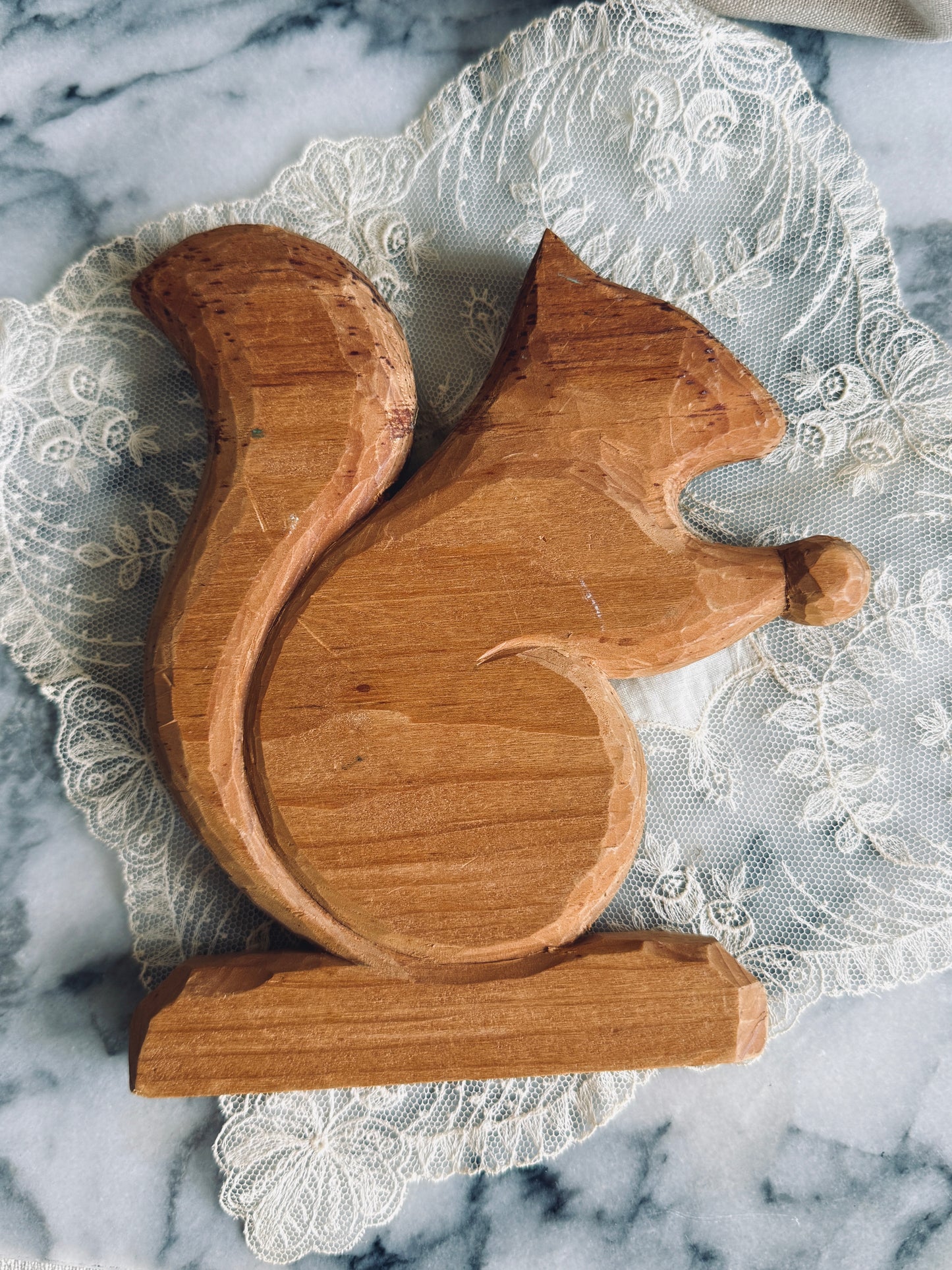 Hand carved wooden squirrel