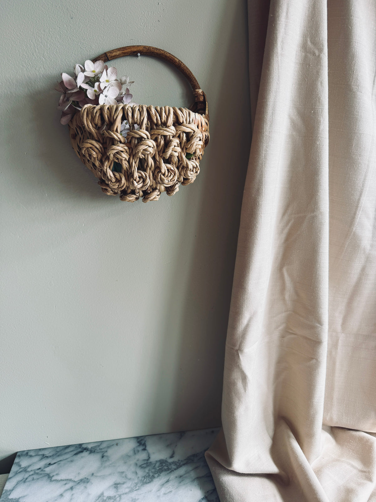Handmade woven wall basket planter