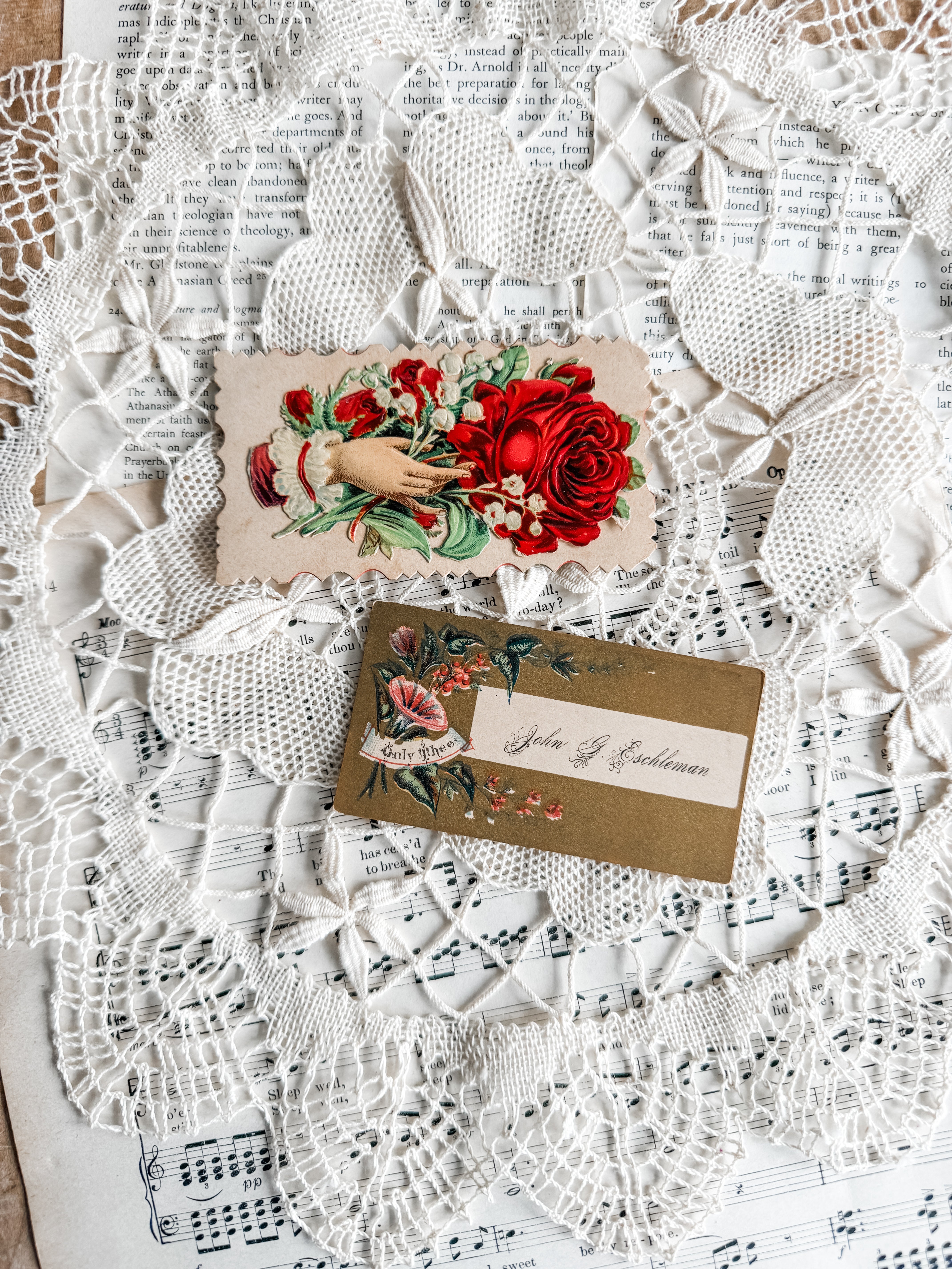 Retro Style Calling Card Two Antique Victorian Calling Cards – Finches & Ferns