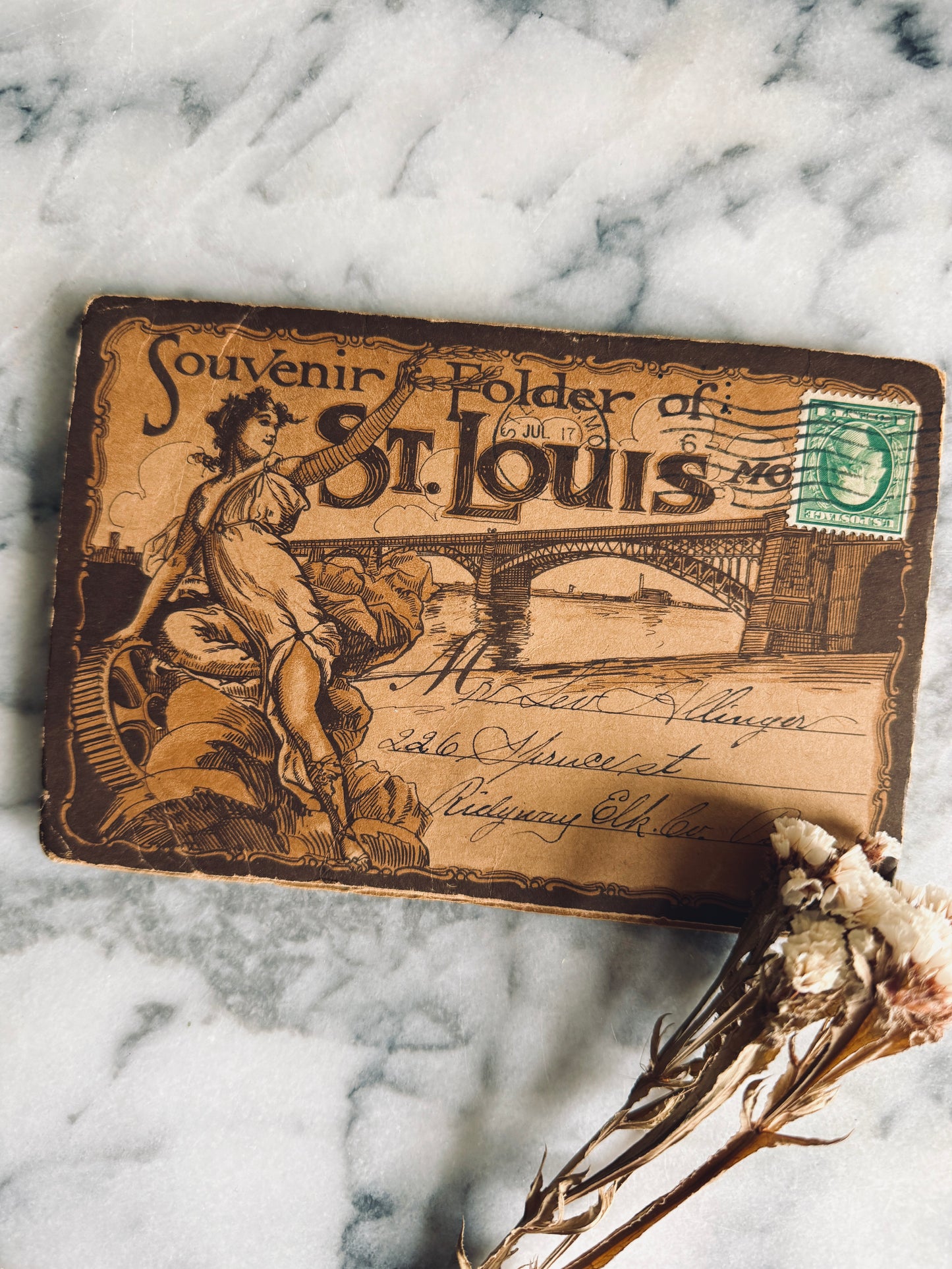 Antique fold out postcard pack from St. Louis, Missouri