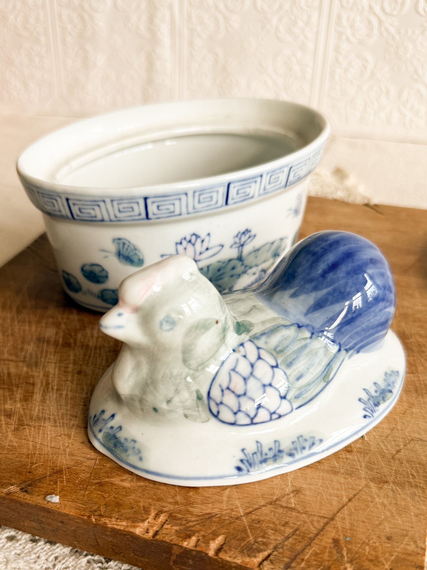 Vintage handpainted Porcelain Chicken on Nest