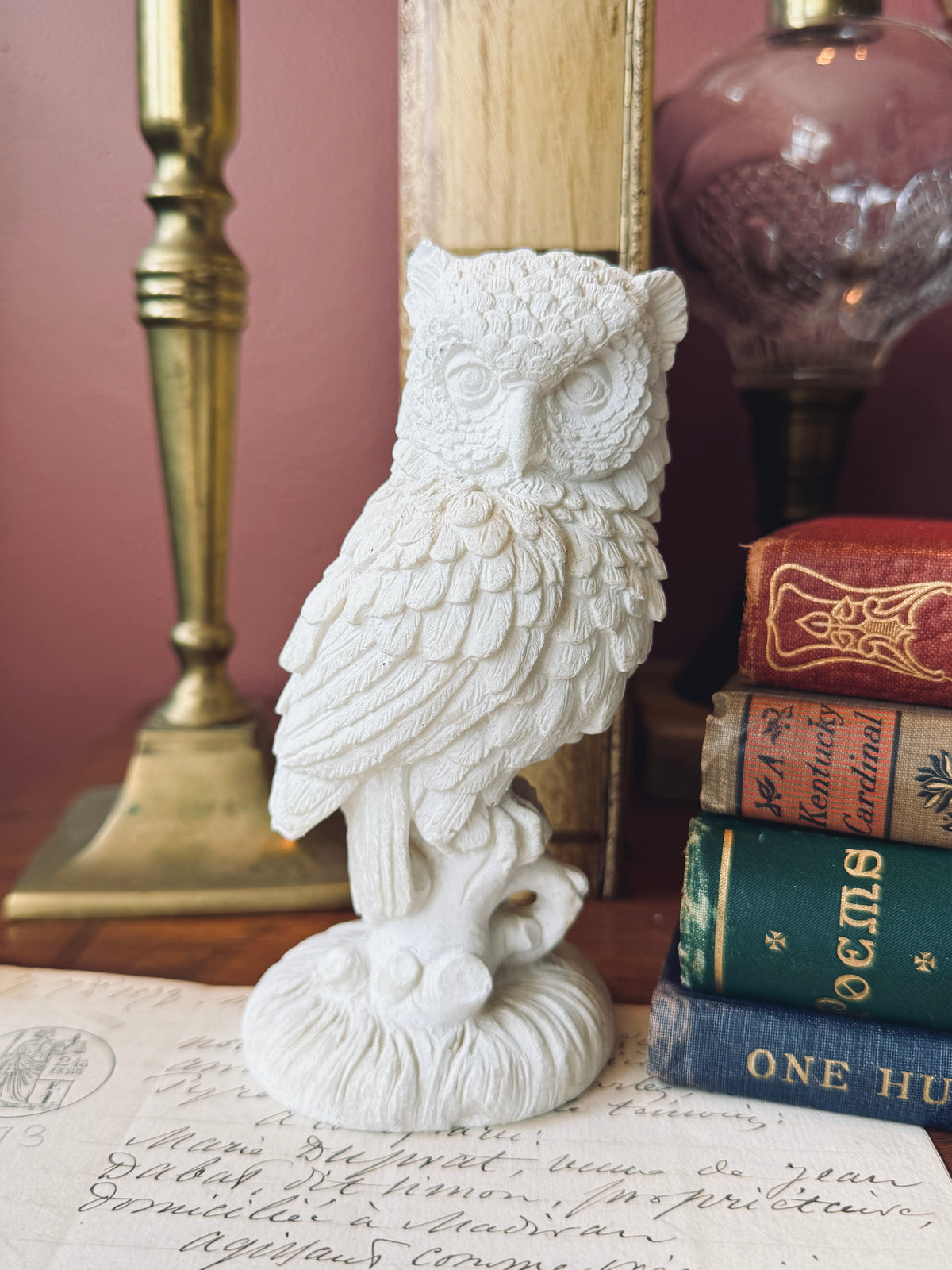 A. Santini resin alabaster owl figurine