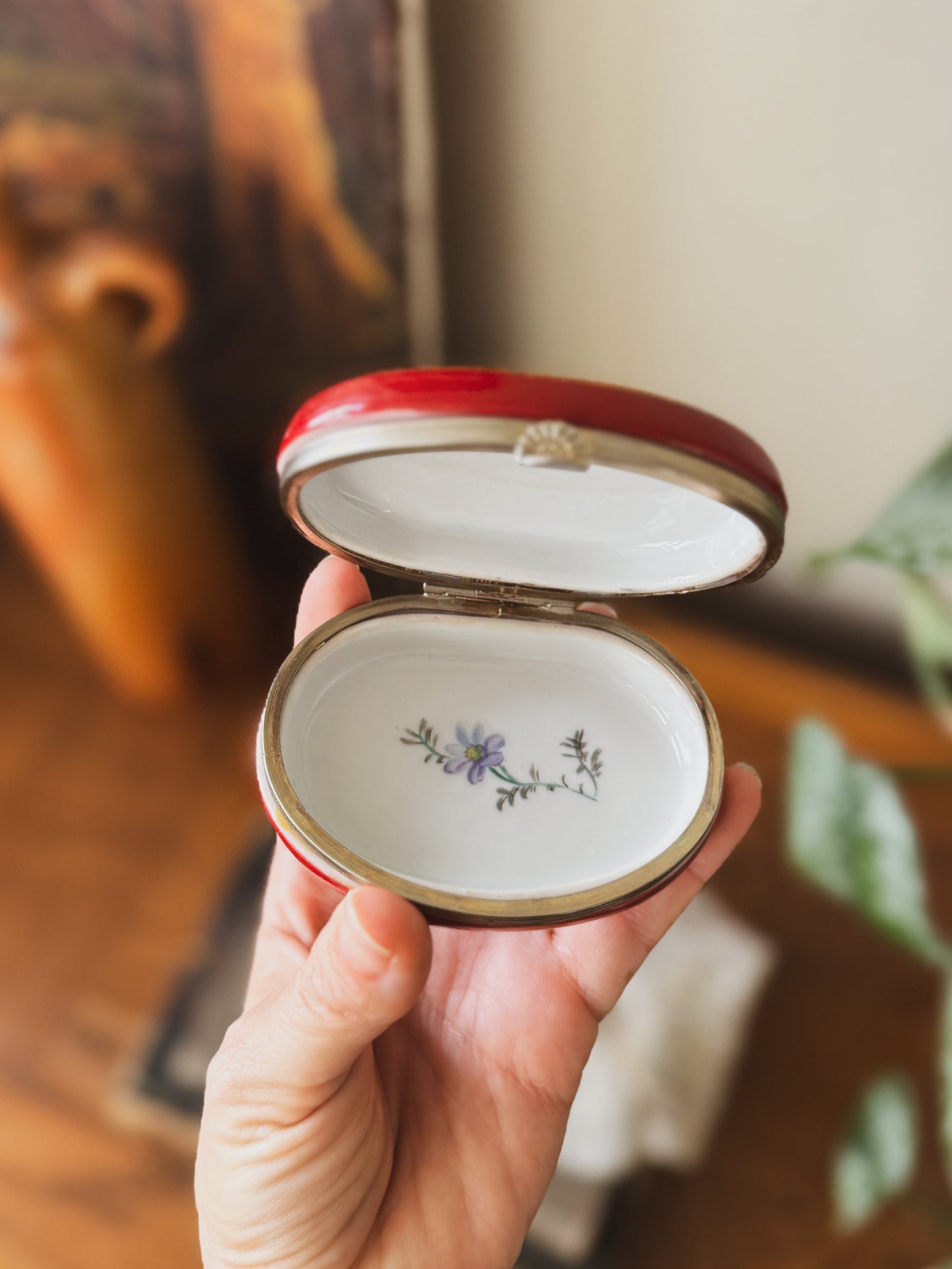 Vintage French Hand-painted Trinket Box