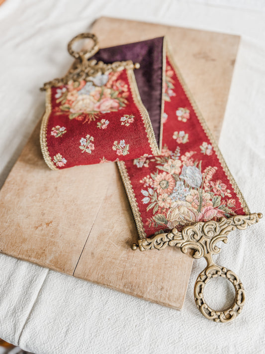 Floral Tapestry Bell Pull with Brass Hanger
