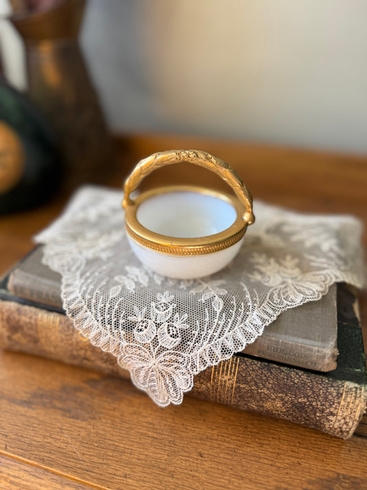 Small opaline basket with ormolu handle