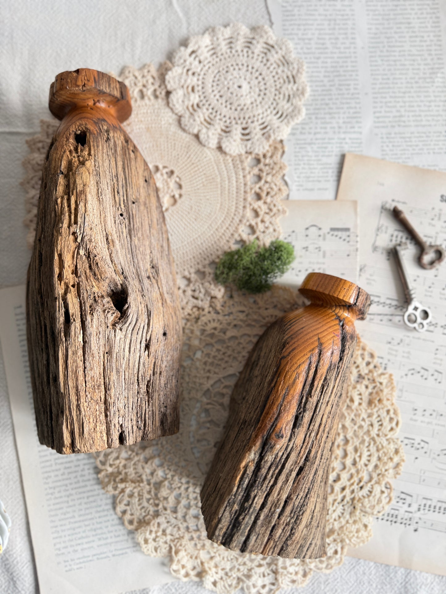 Mid Centuy Live edge hand turned bud vases