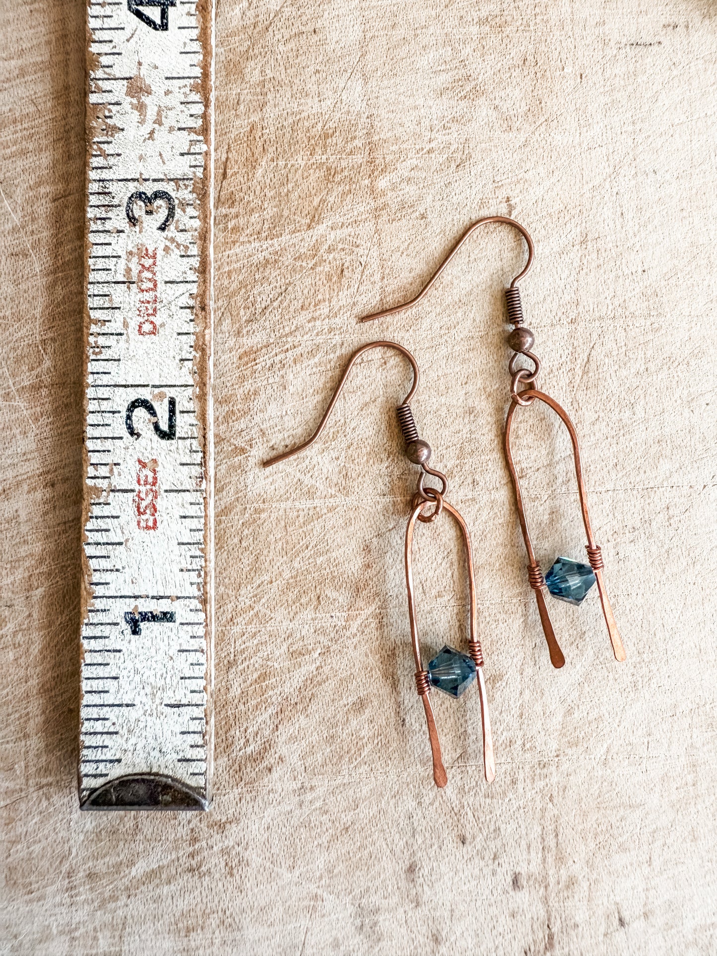 Blue Crystal and Copper Earrings