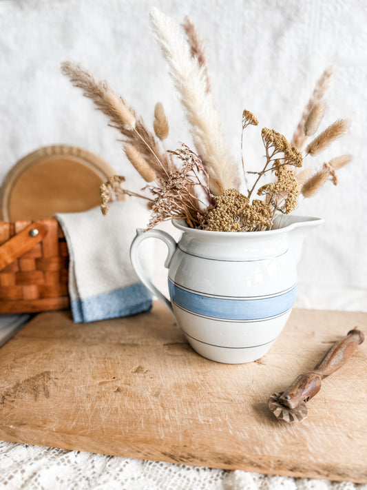 Antique Czech Pitcher with Blue Stripe
