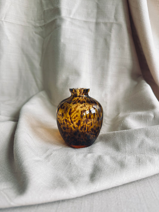 Vintage hand blown glass tortoise shell bud vase