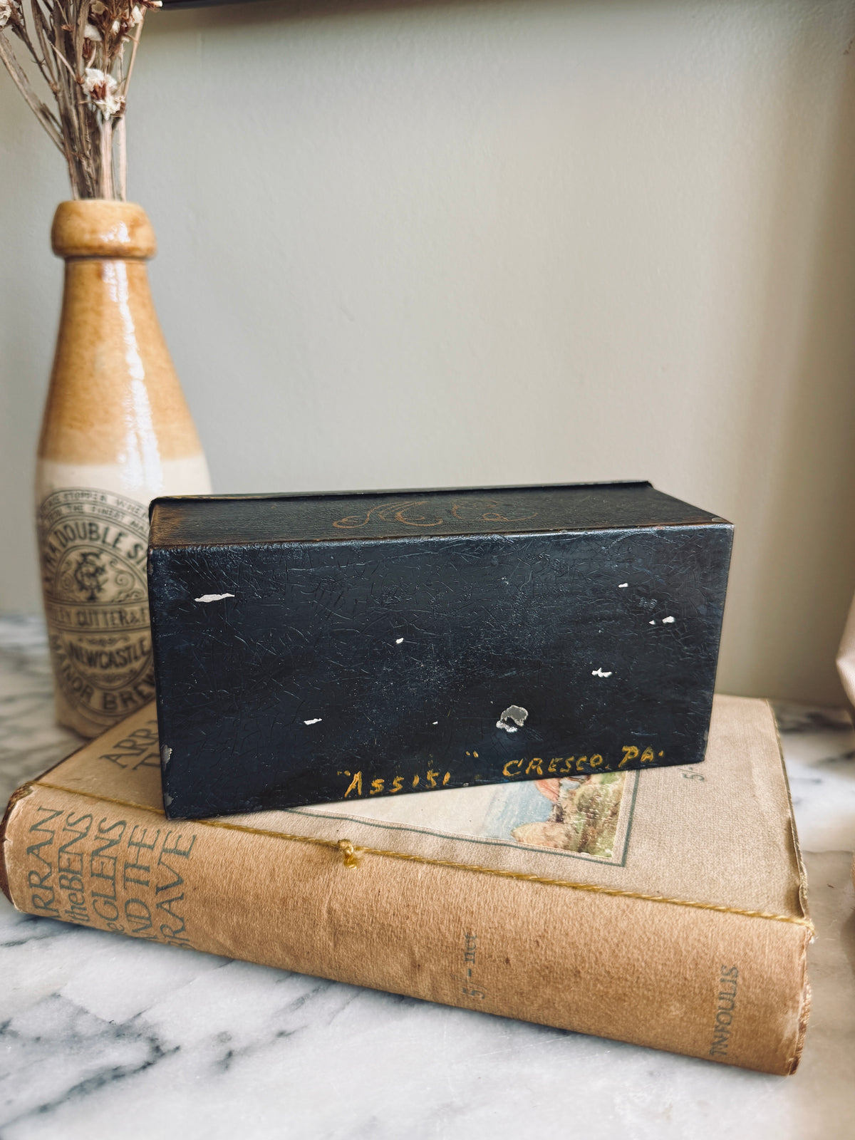 Antique handpainted toleware box