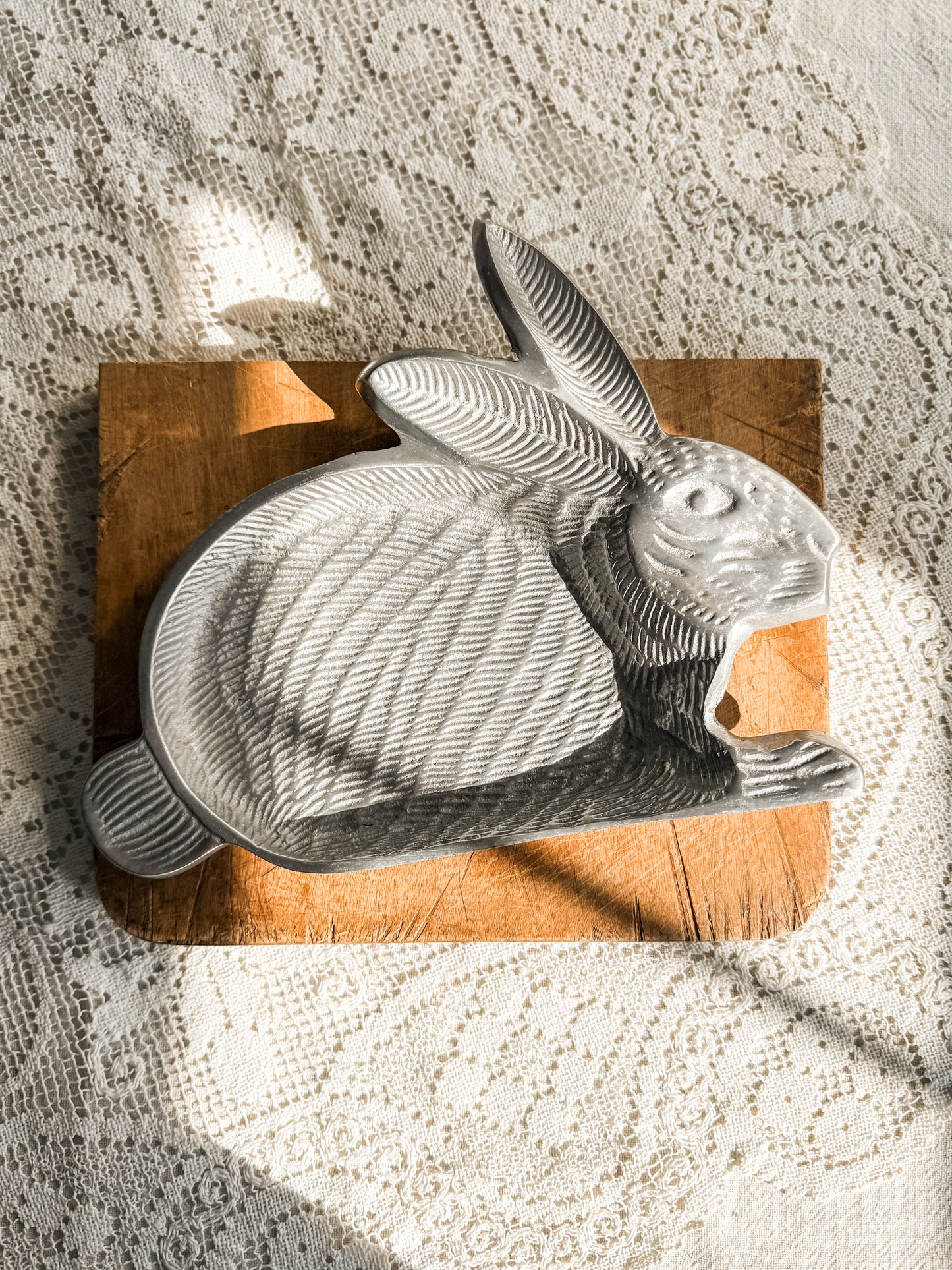 Pewter bunny dish