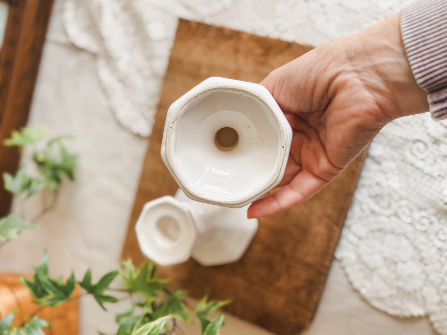 Pfaltzgraff Heritage White Candle Sticks set of 2