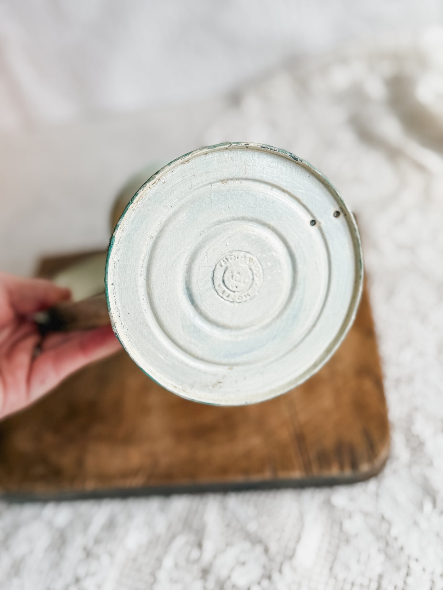 Handpainted green and yellow pitcher