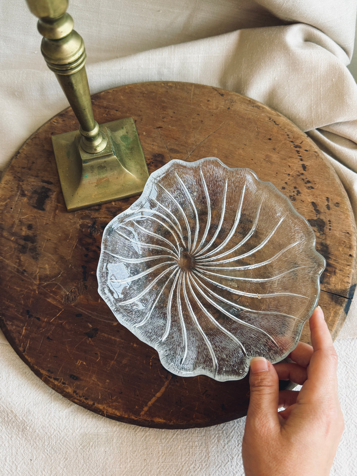Vintage morning glory glass dish