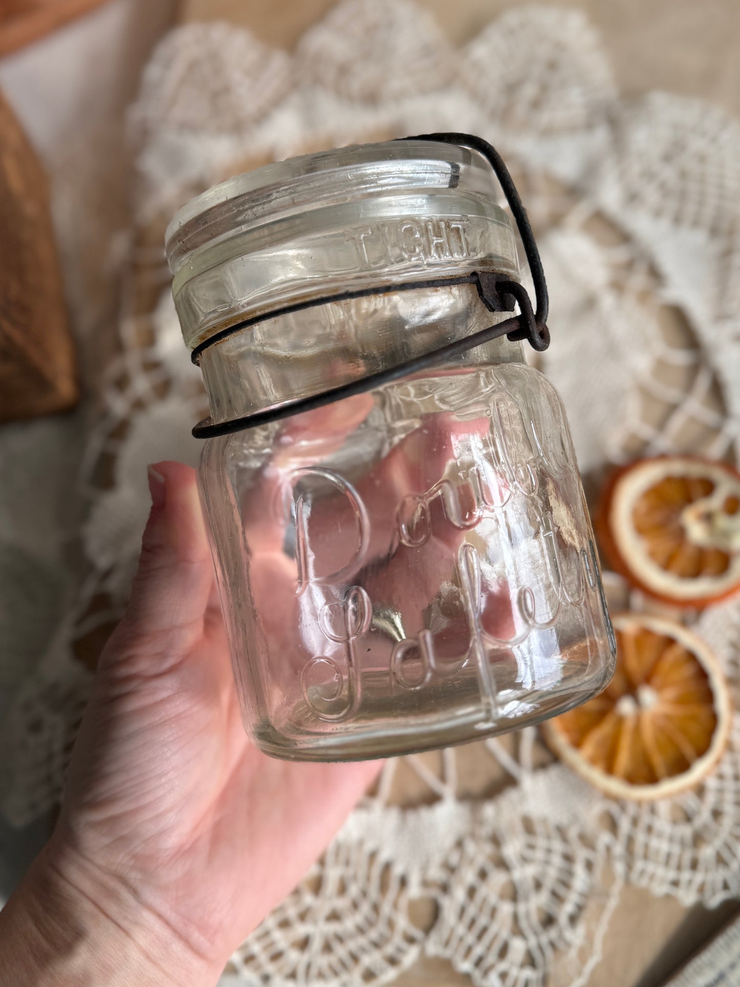 Antique “Double Safety” glass canning jar