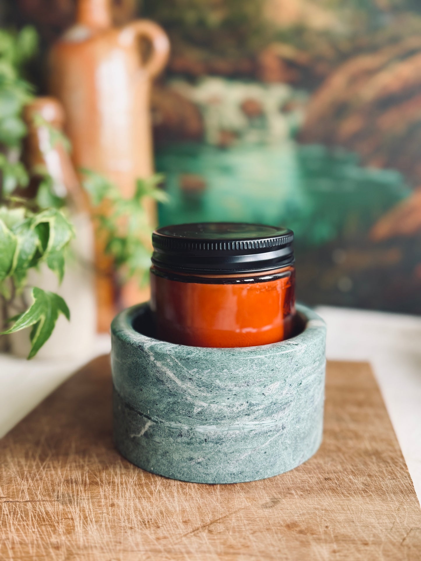Green Marble Candle Holder