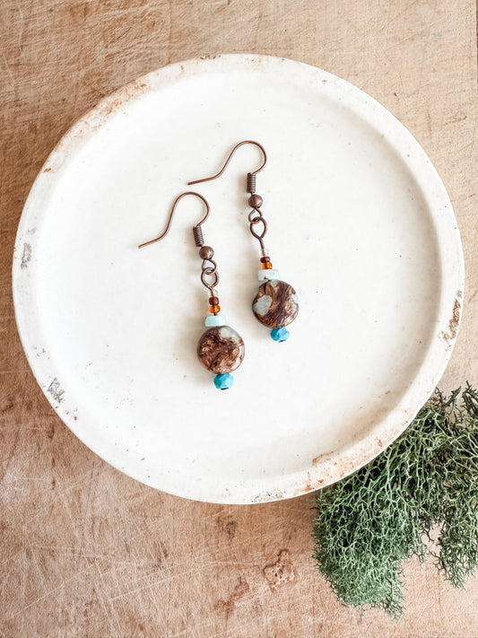 Natural Stone and Copper Earrings