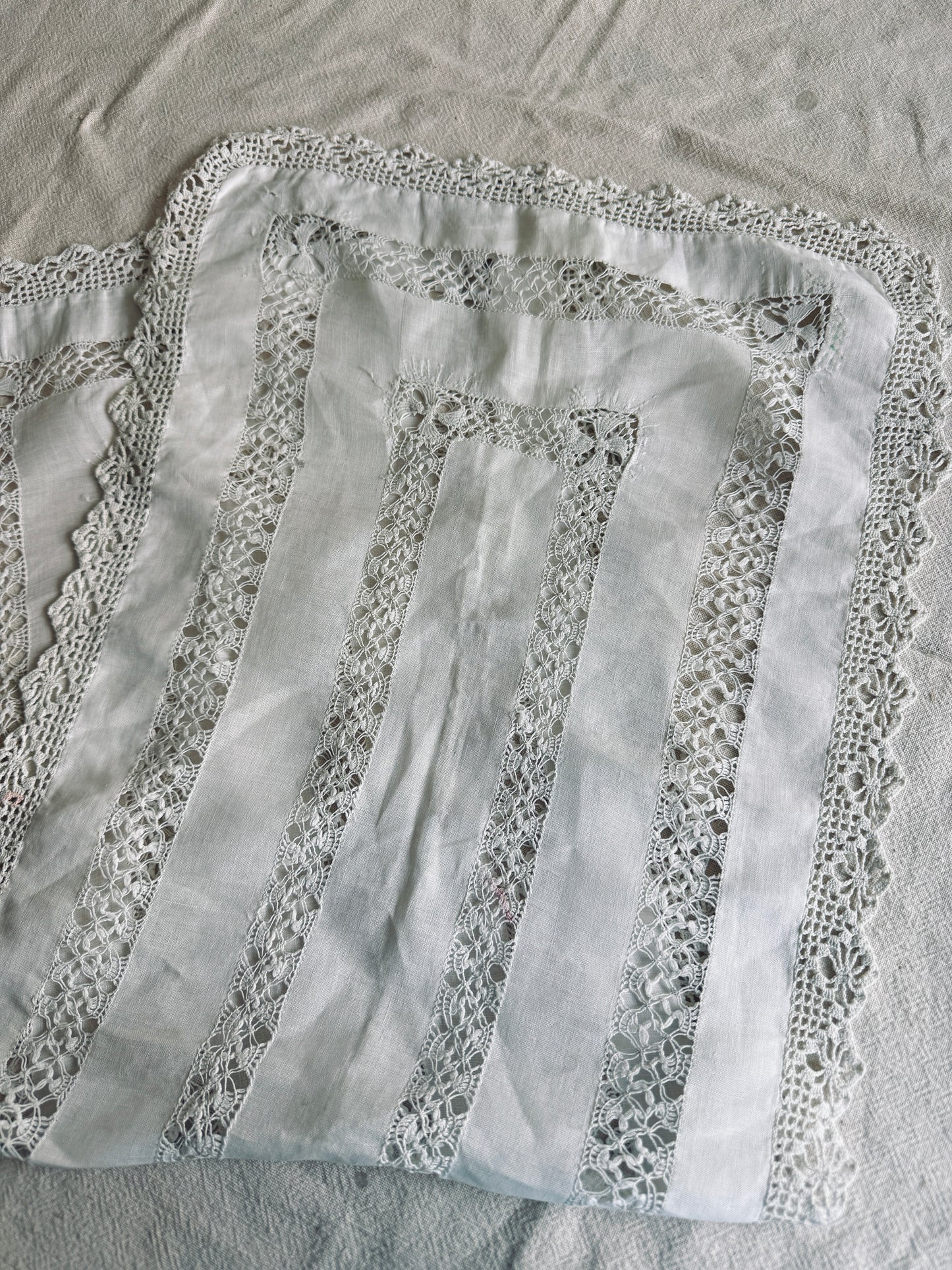 Rectangular white linen table runner