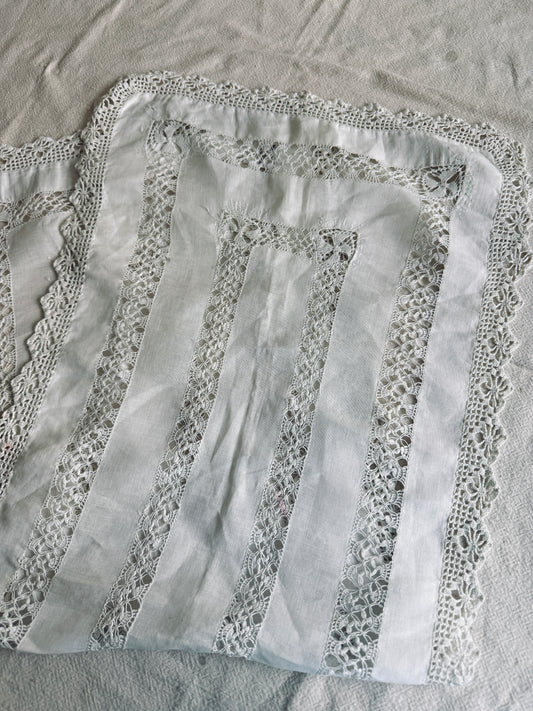 Rectangular white linen table runner