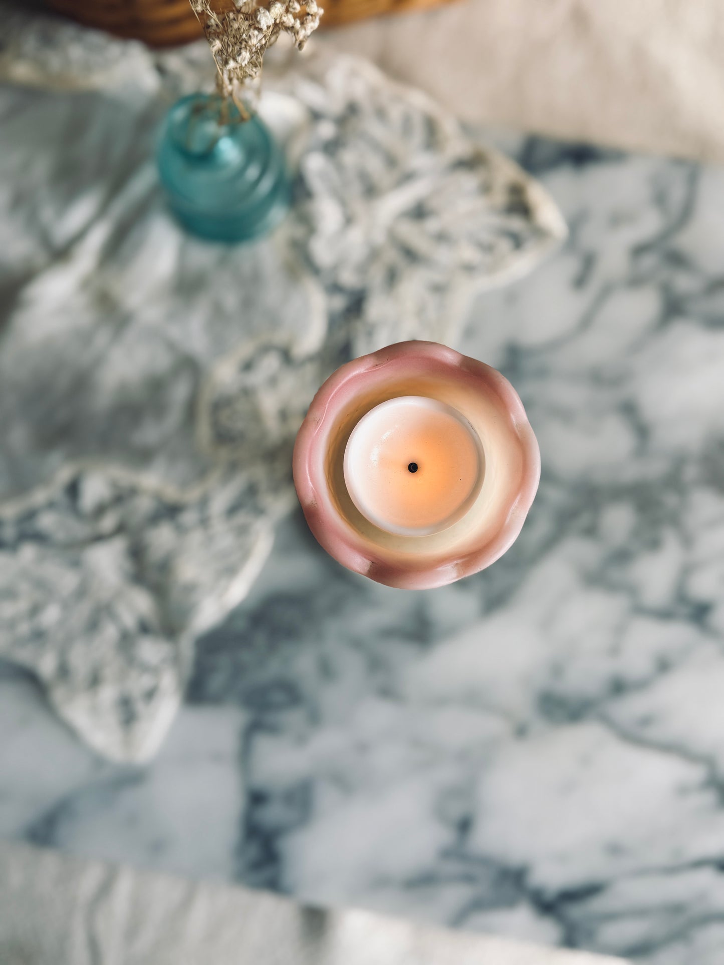 Handpainted Fenton tea light candle holder