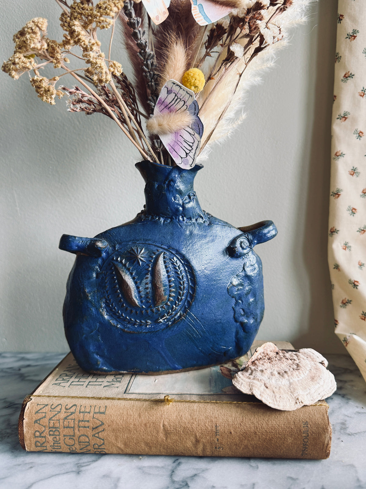 Studio pottery vase with handles
