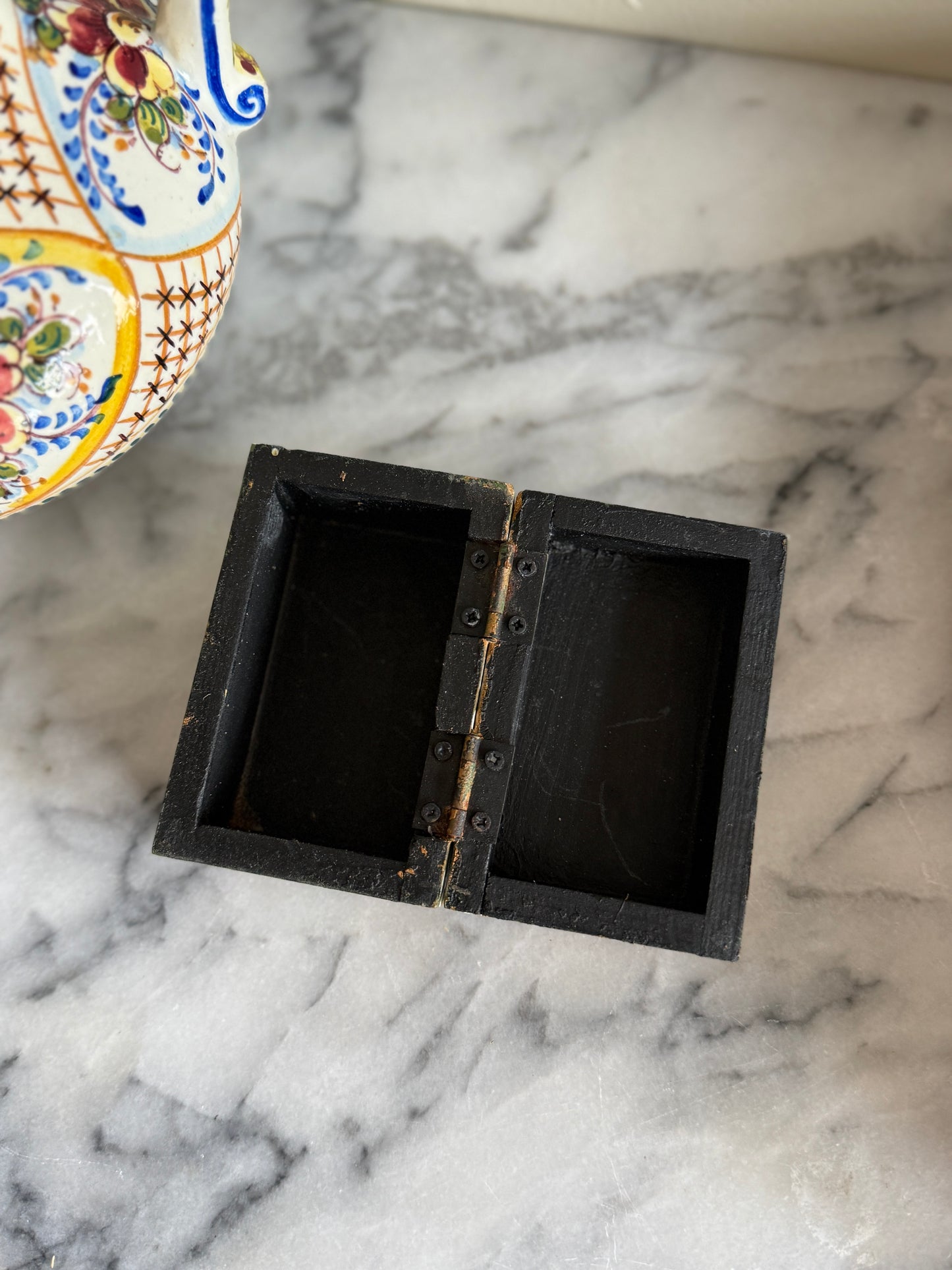 Small hand painted floral trinket box