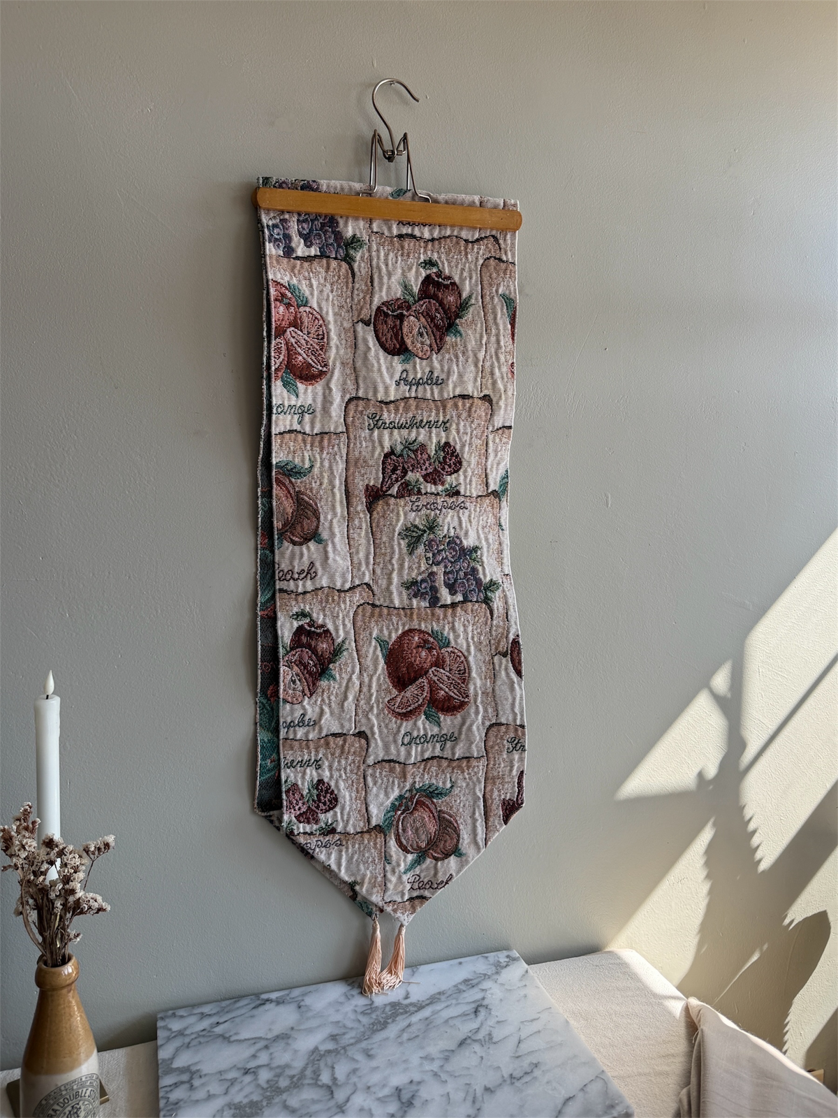 Woven tapestry fruit table runner