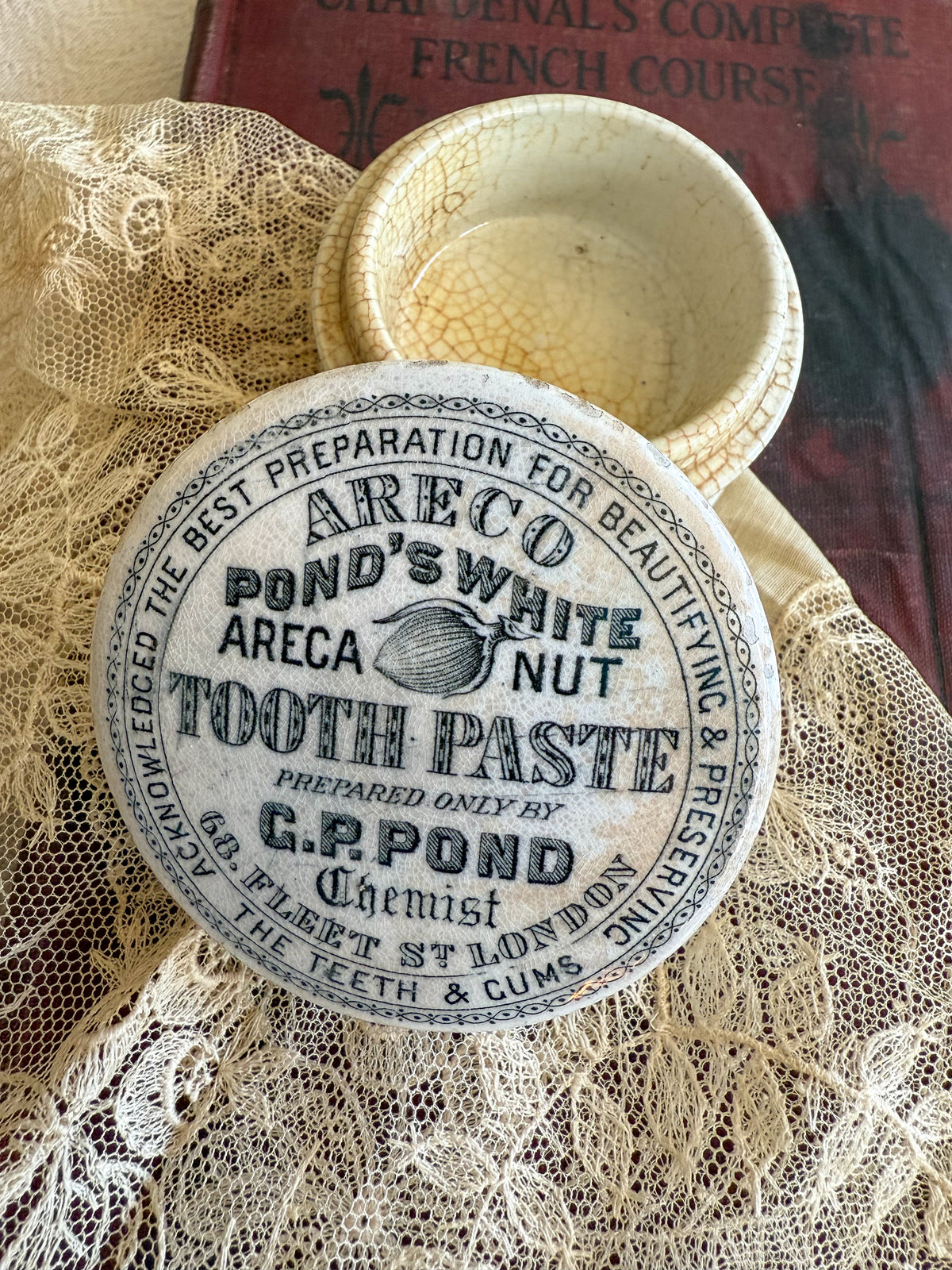Victorian Toothpaste Label Rare Areco Victorian English Toothpaste Ironstone lid and pot – Finches ...
