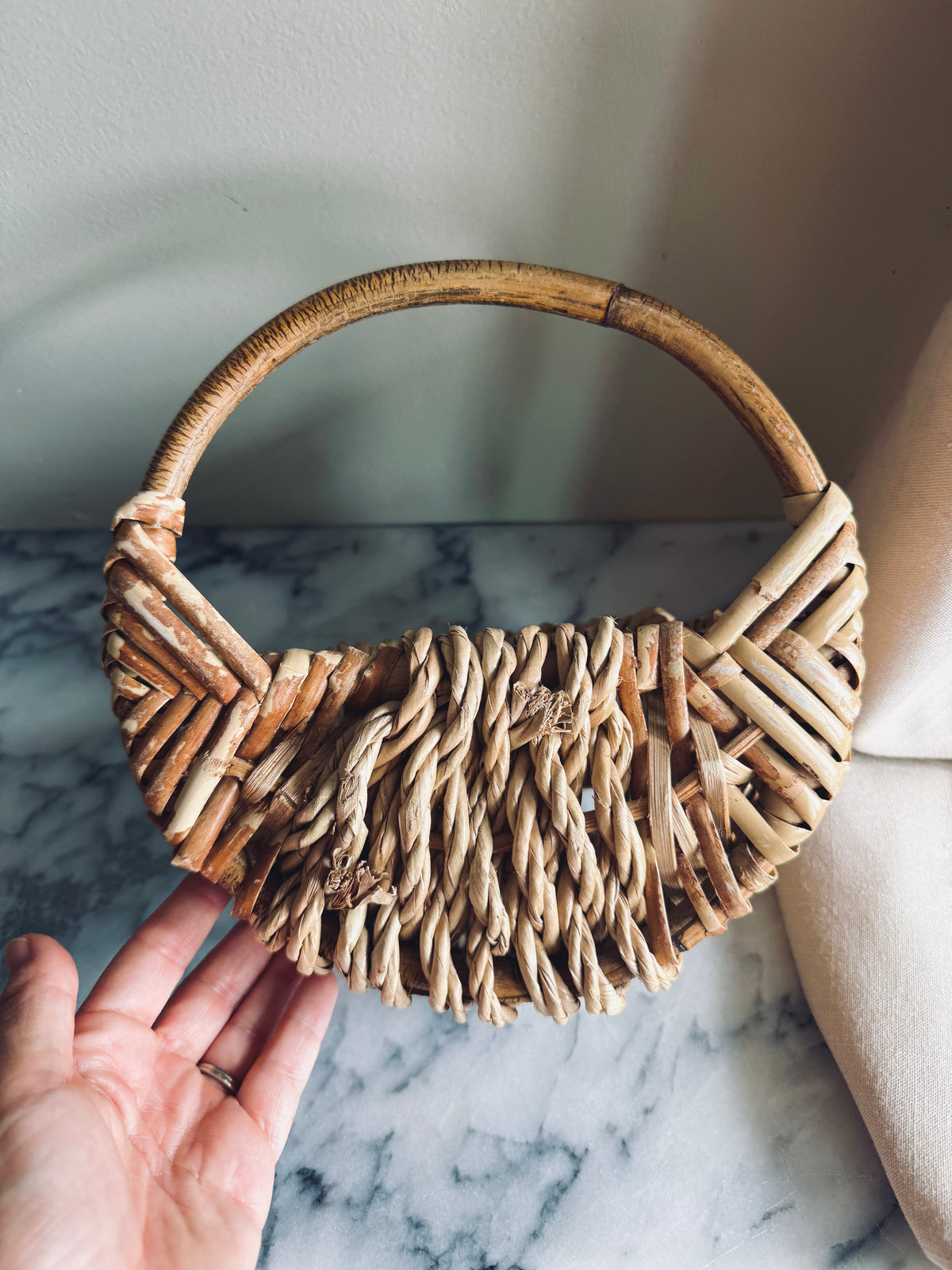 Handmade woven wall basket planter
