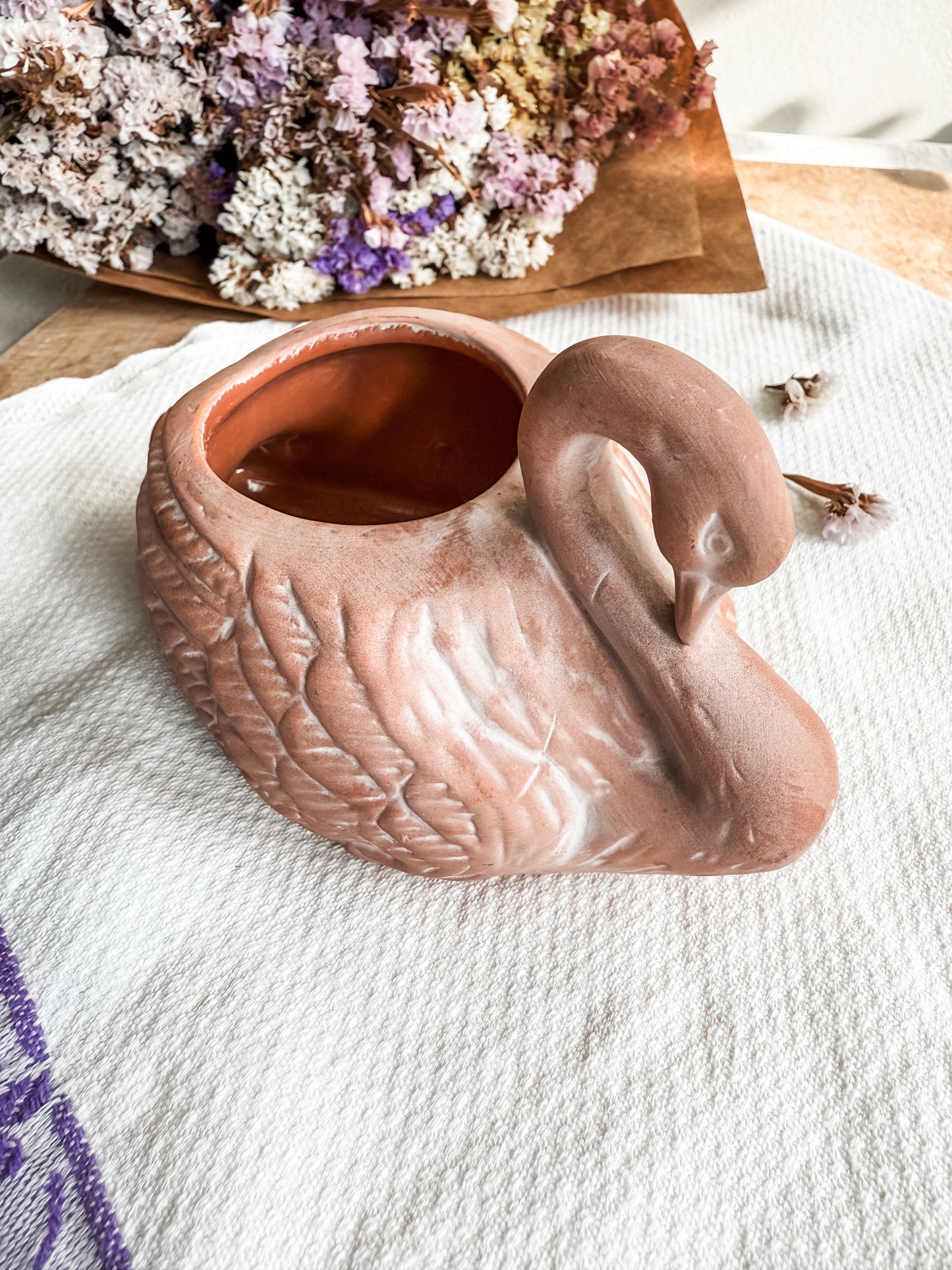 Small Vintage Terracotta Swan Planter