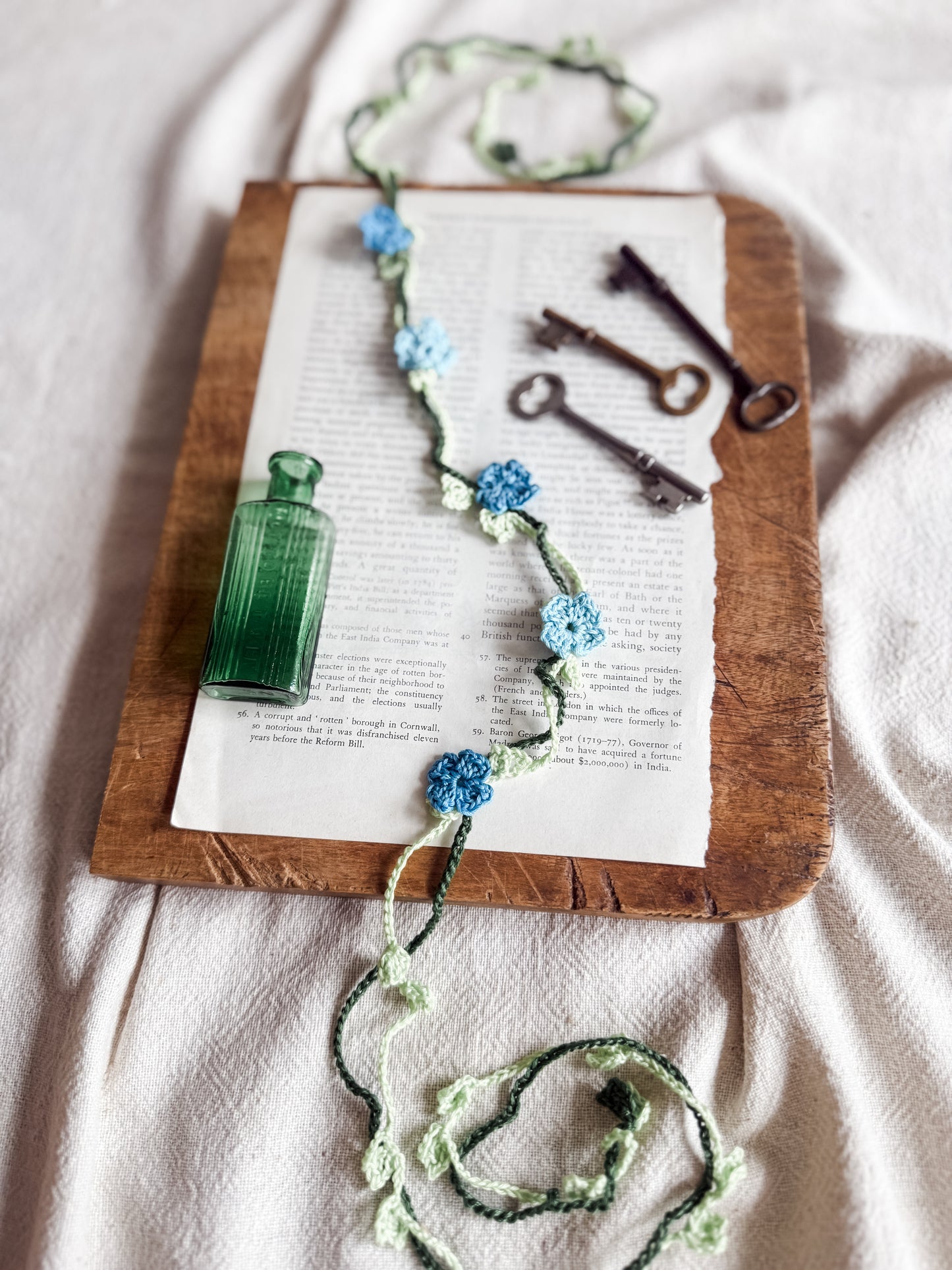 Crochet Flower Crown with Blue Flowers | Handmade Artisan Gift Boutique