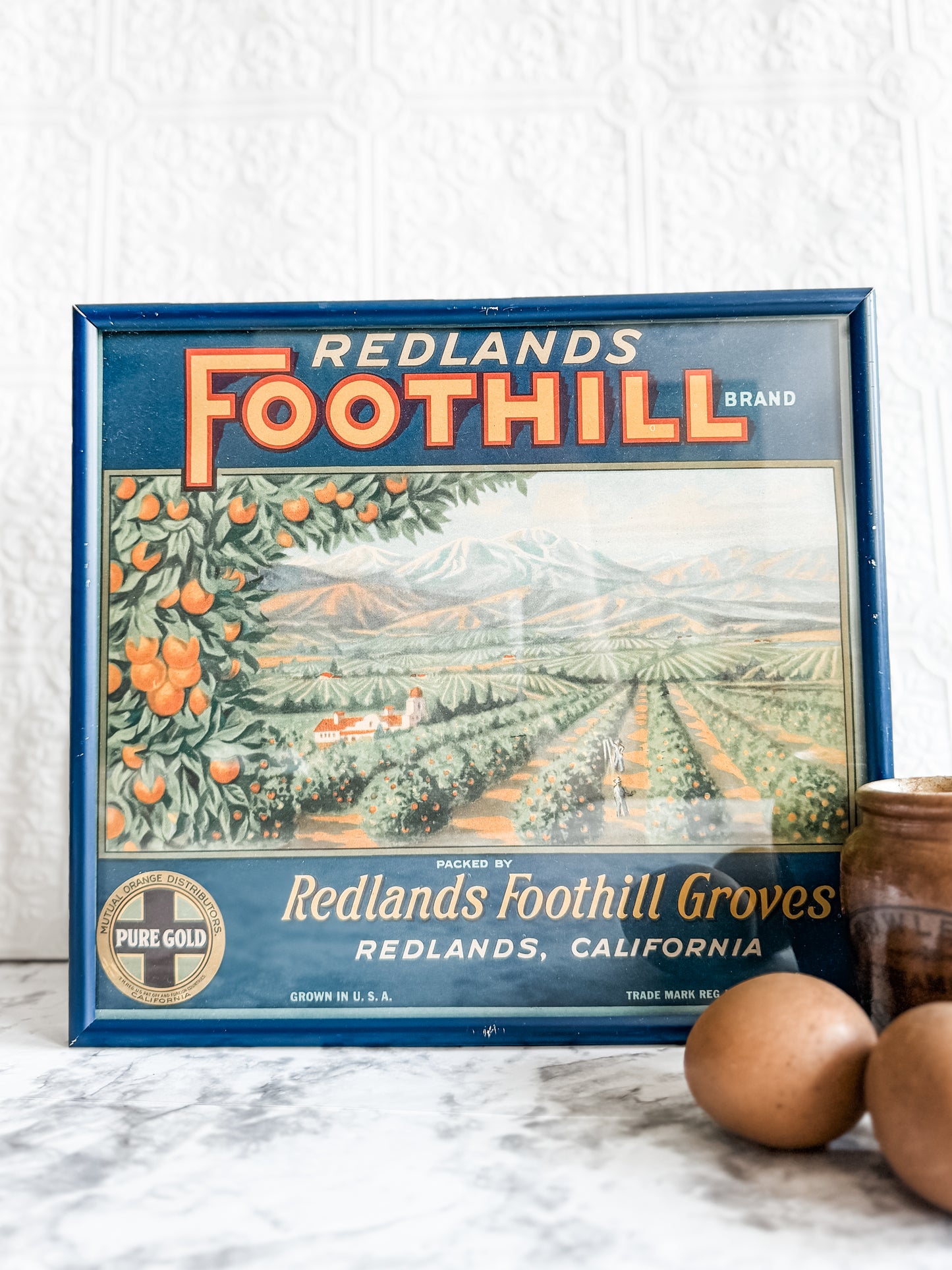 Framed Nearly Antique Fruit Crate Label