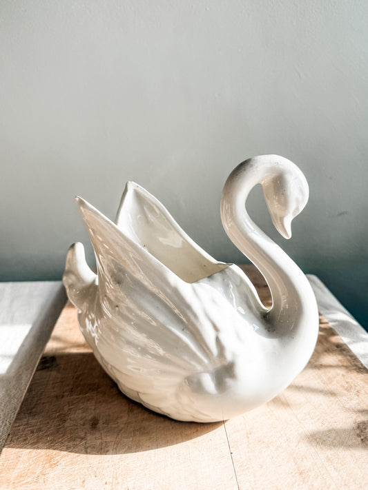 Vintage Ceramic Swan Planter