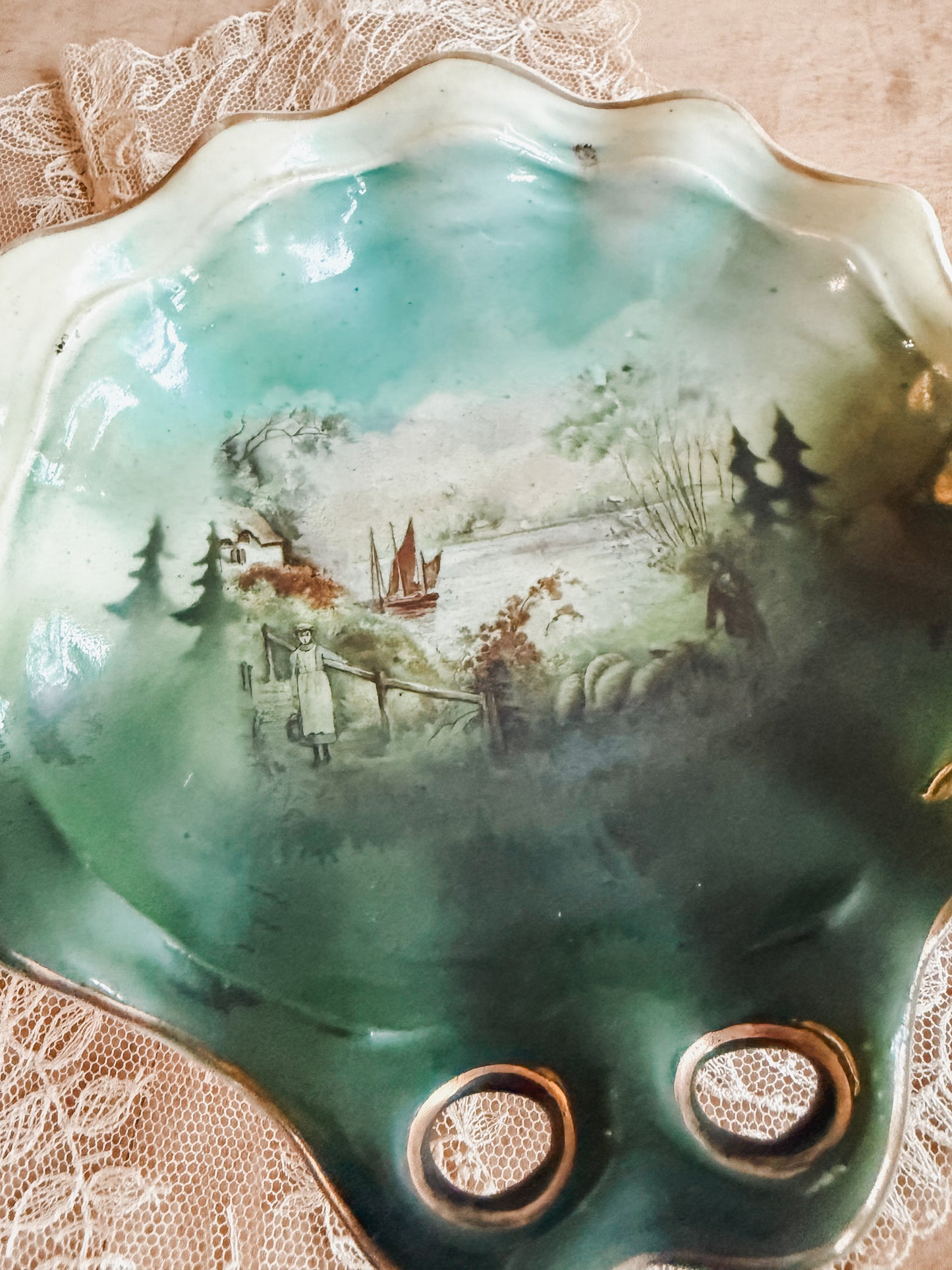 Austrian Painted Porcelain Shell Dish