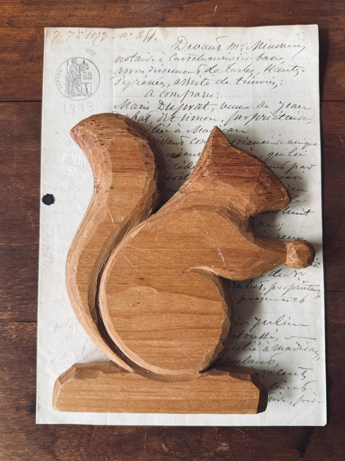 Hand carved wooden squirrel