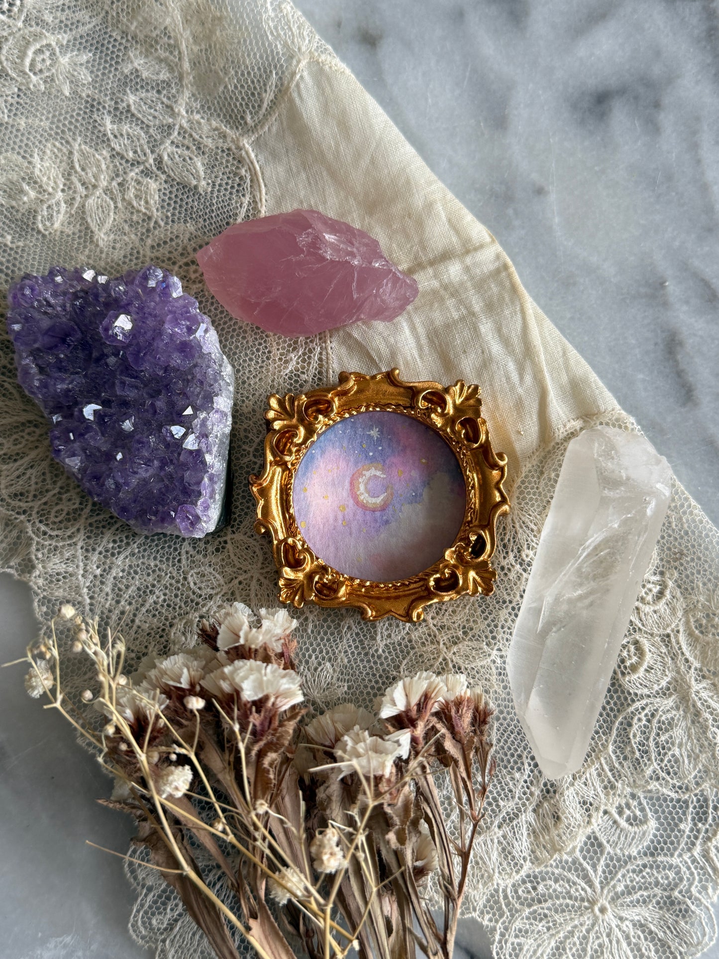 Original miniature watercolor of Celestial skies