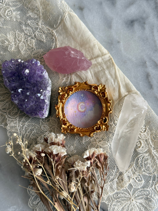Original miniature watercolor of Celestial skies