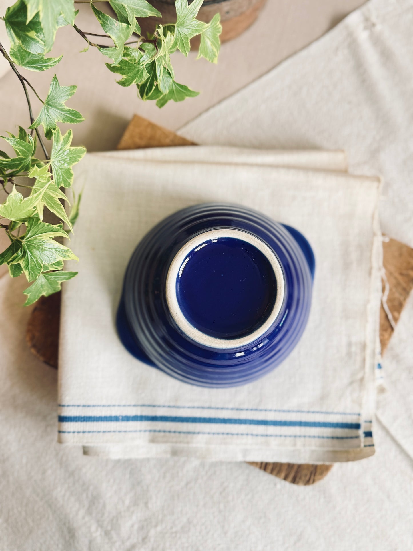 Vintage blue stoneware mixing bowl