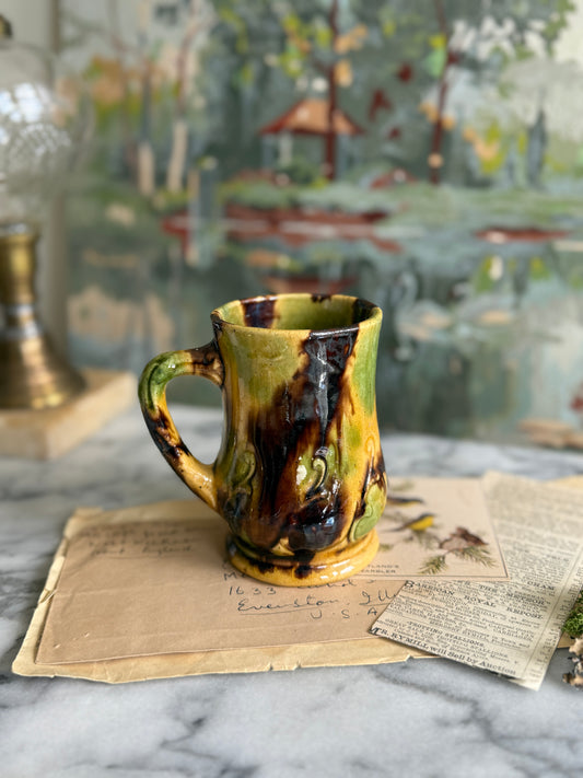 Majolica like glazed mug