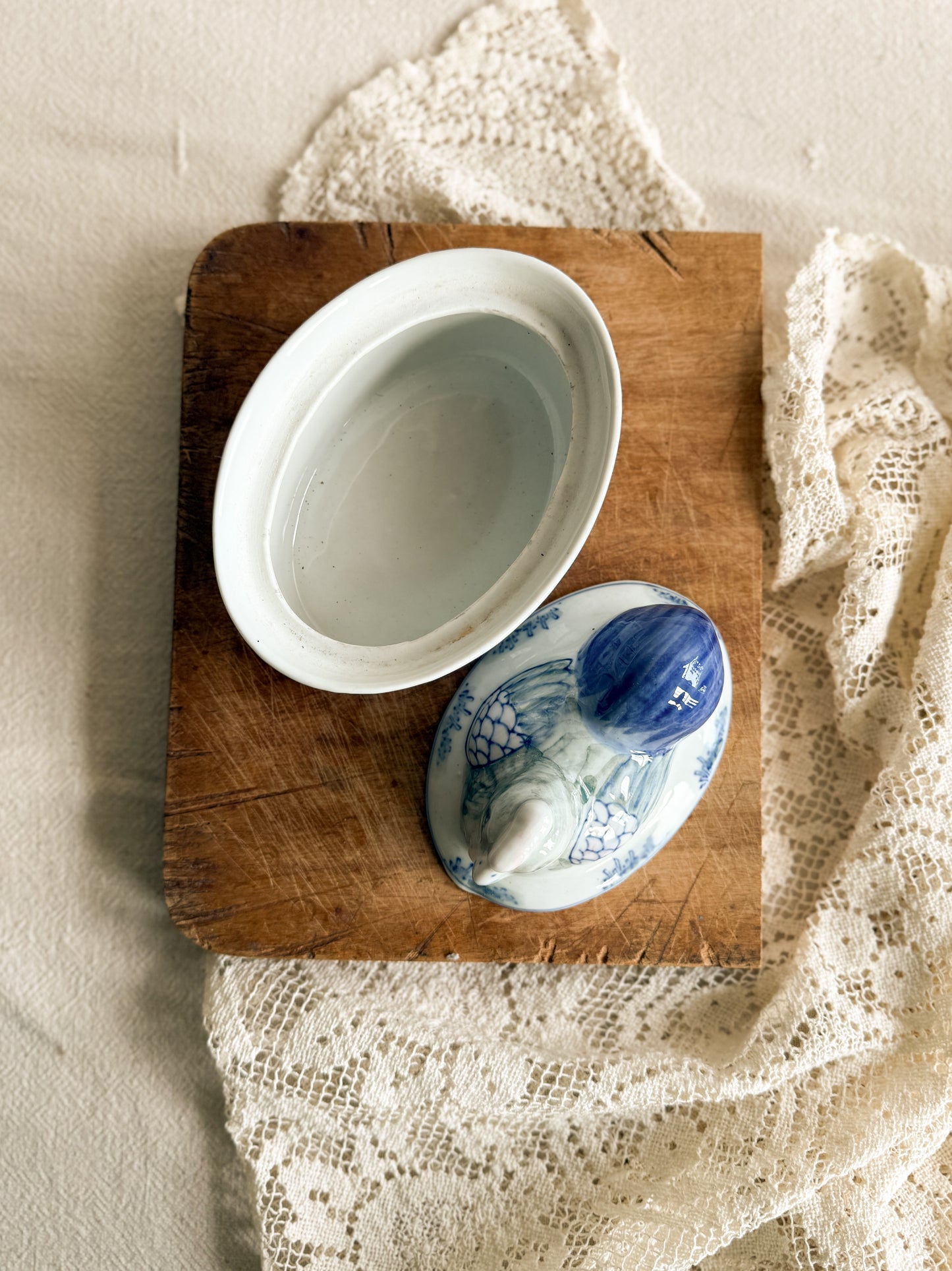 Vintage handpainted Porcelain Chicken on Nest