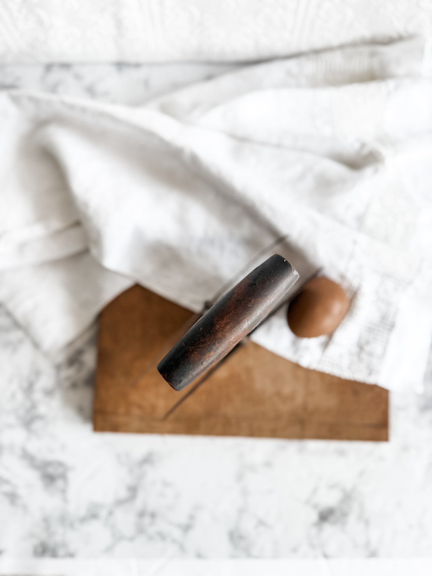 Primitive food chopper with wooden handle
