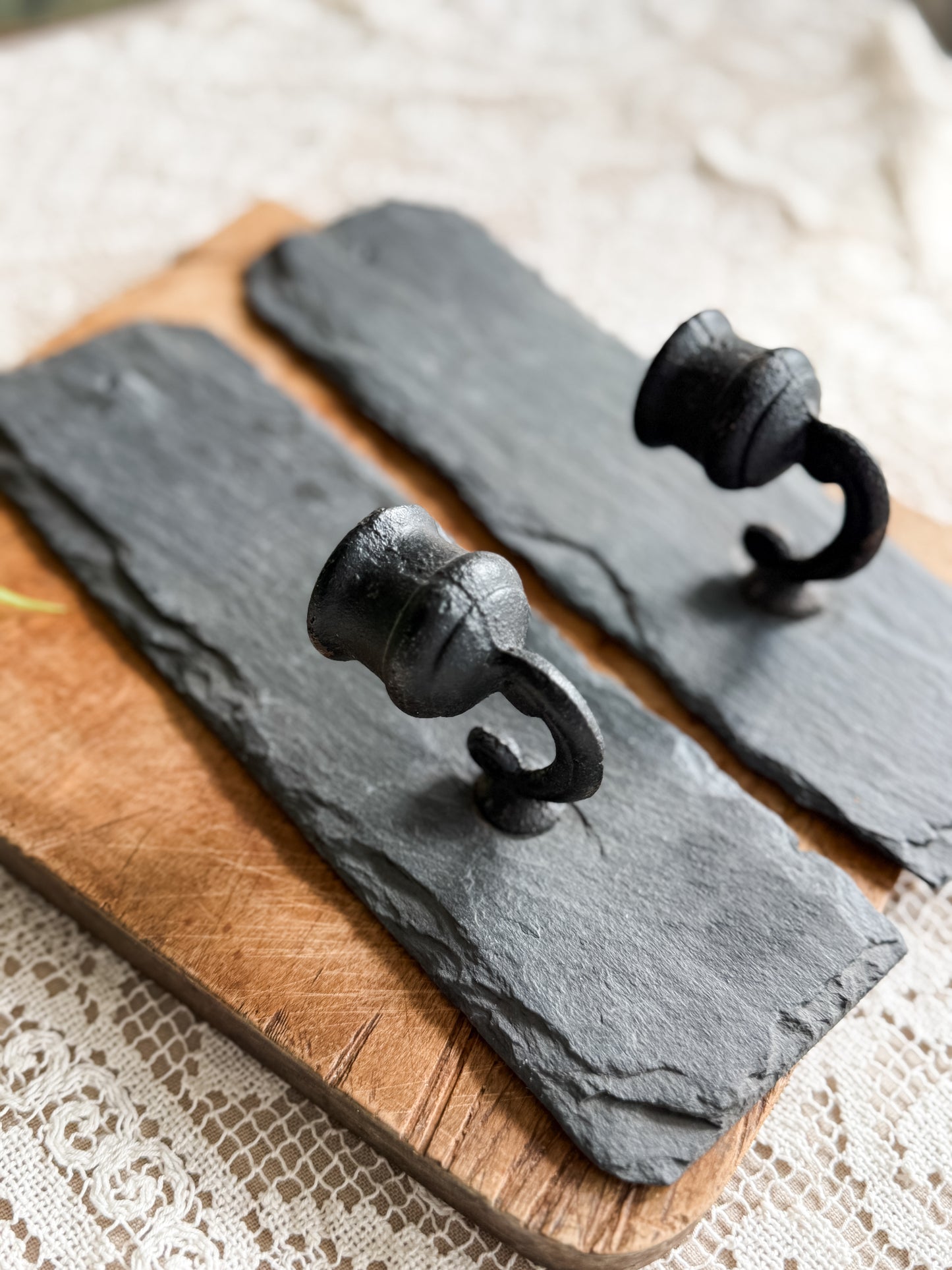 Handmade Slate and iron wall sconces