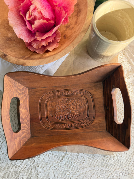 Vintage wooden bread tray