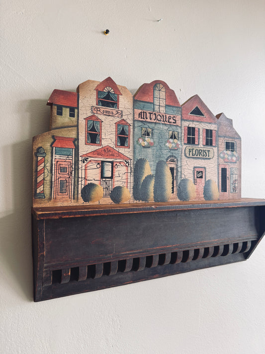 Hand painted wooden street cutout decor